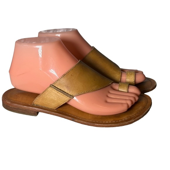Free People Sant Antoni Sandal Brown Leather Women's 36 US 6.5 Toe Loop Slides - Picture 3 of 14